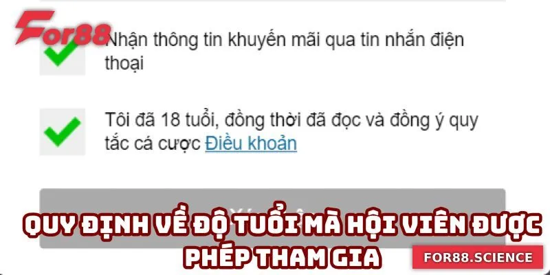 Quy định về độ tuổi mà hội viên được phép tham gia